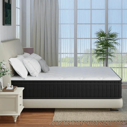 Queen Size Hybrid Mattress, Memory Foam Mattress In A Box for Refresh Sleep & Pressure Relief, Certipur-US Certified Medium Firm