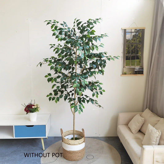 2.1M 82.68in Artificial Banyan Tree Faux Silk Plant Realistic Trunk Branches Potted Indoor Outdoor Decor 740-210