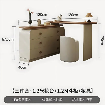 Adjustable Rustic Dressing Table Apartment Drawer Solid Wood Dressing Table Stool Drawer Penteadeira De Maquiagem Home Furniture