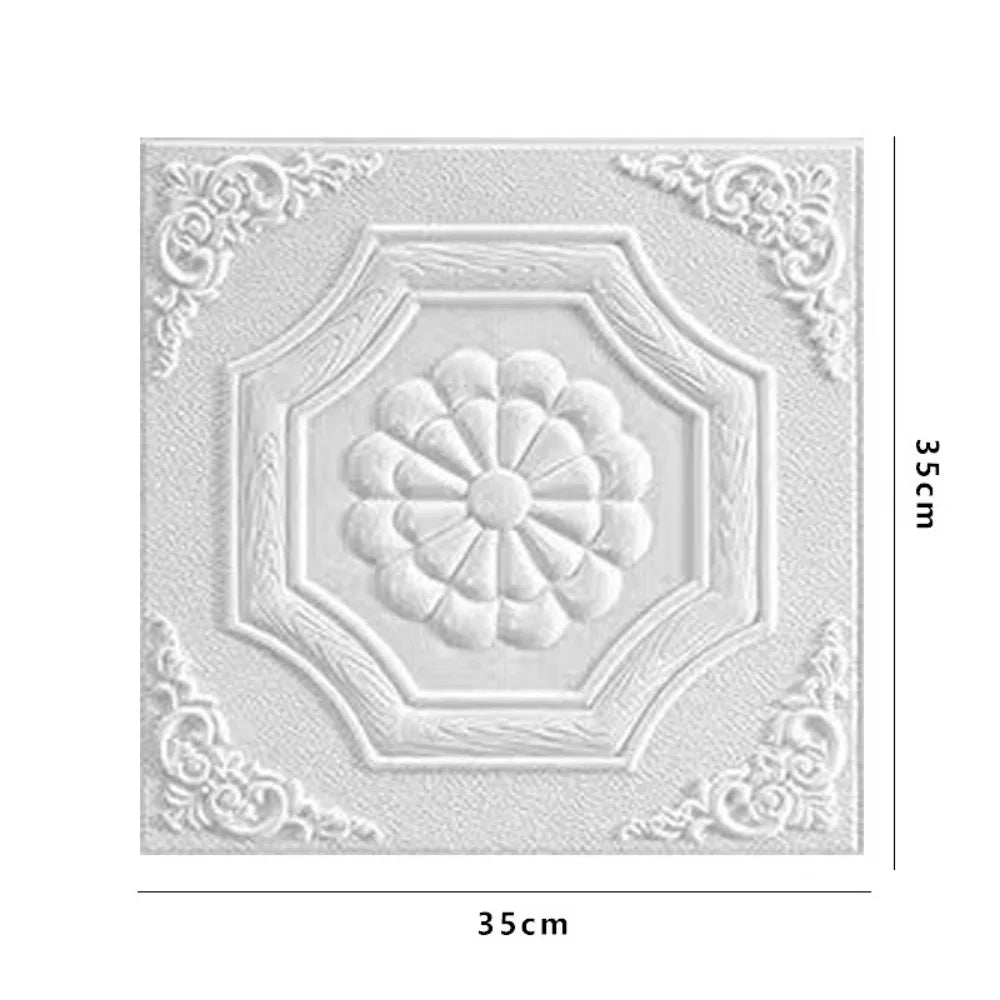 35*35cm 3D Foam Ceiling Waterproof Anti-collision Wall Stickers Peel and Stick Self-adhesive Background Wallpaper Bed Room Decor