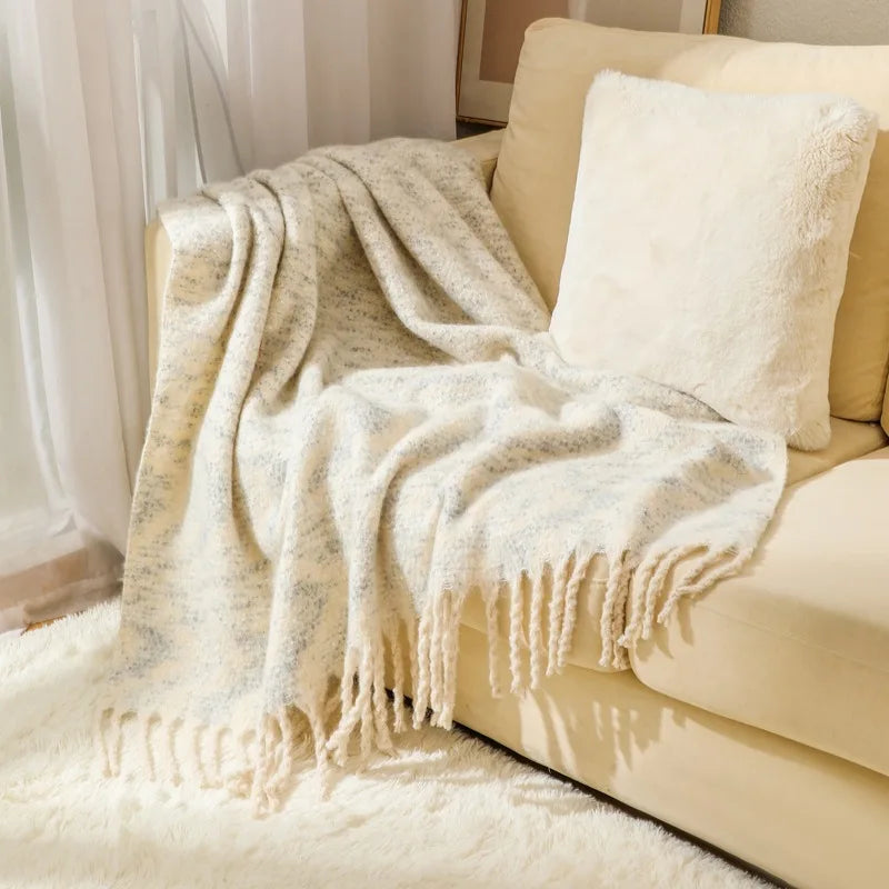 Ins Colorful Sofa Blanket with Tassels 130X190Cm Multifunctional Shawl Blankets for Office Soft Bed End Towel of Homestay Hotel