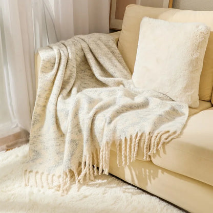 Ins Colorful Sofa Blanket with Tassels 130X190Cm Multifunctional Shawl Blankets for Office Soft Bed End Towel of Homestay Hotel
