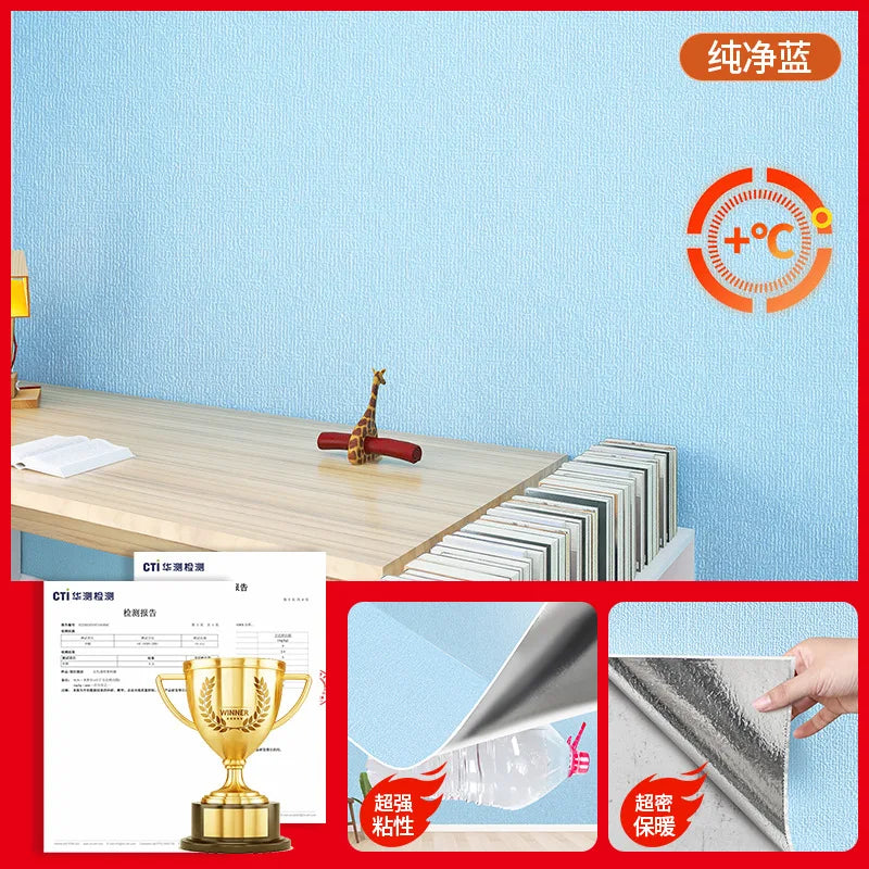 Linen Anti Mold Wallpaper for New Home Insulation Waterproof and Anti-collision Background Wall Self-adhesive Wall Stickers