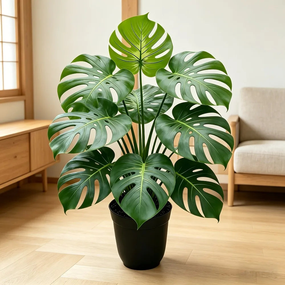 1PC Large Floor-standing Artificial Monstera Deliciosa Plant with Big Leaves Suitable for Indoor/Outdoor Studies Balconies