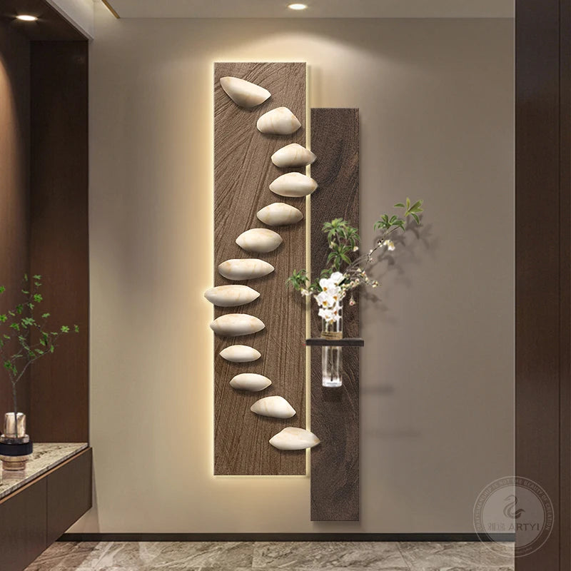 Living room decoration painting, light luxury, high-end feeling, background wall hanging painting, hanging painting wall lamp
