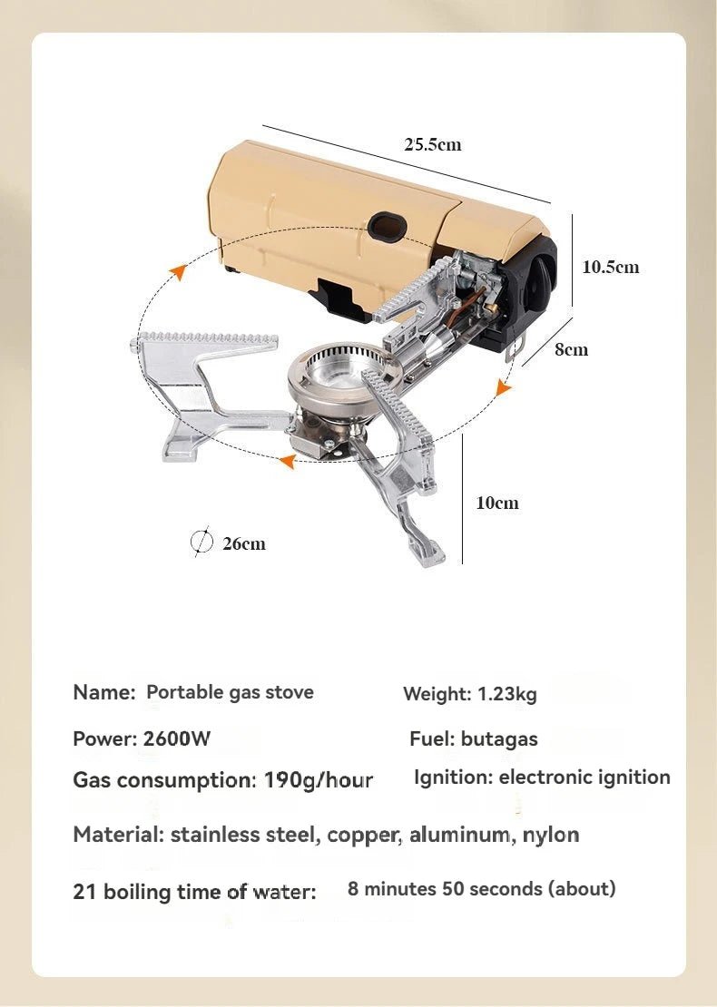 2670W Portable Camping Gas Stove Folding Cassette Outdoor Picnic Travel Cooking Grill Burner Heater System