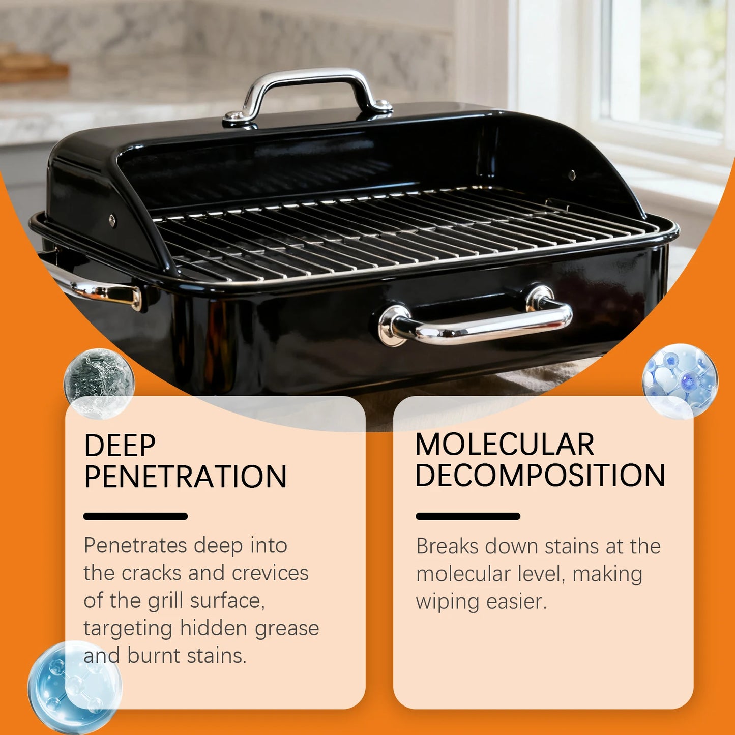 Grill Cleaner Spray for BBQ Oven Stove Grease Remover Heavy Duty Degreaser Baked On Grease Burnt On Food Outdoor Indoor 100ml