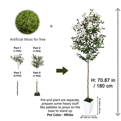 120-180cm Artificial Olive Tree Plant Indoor Outdoor Ornament Fake Plant for Home Garden Balcony Living Room Decoration