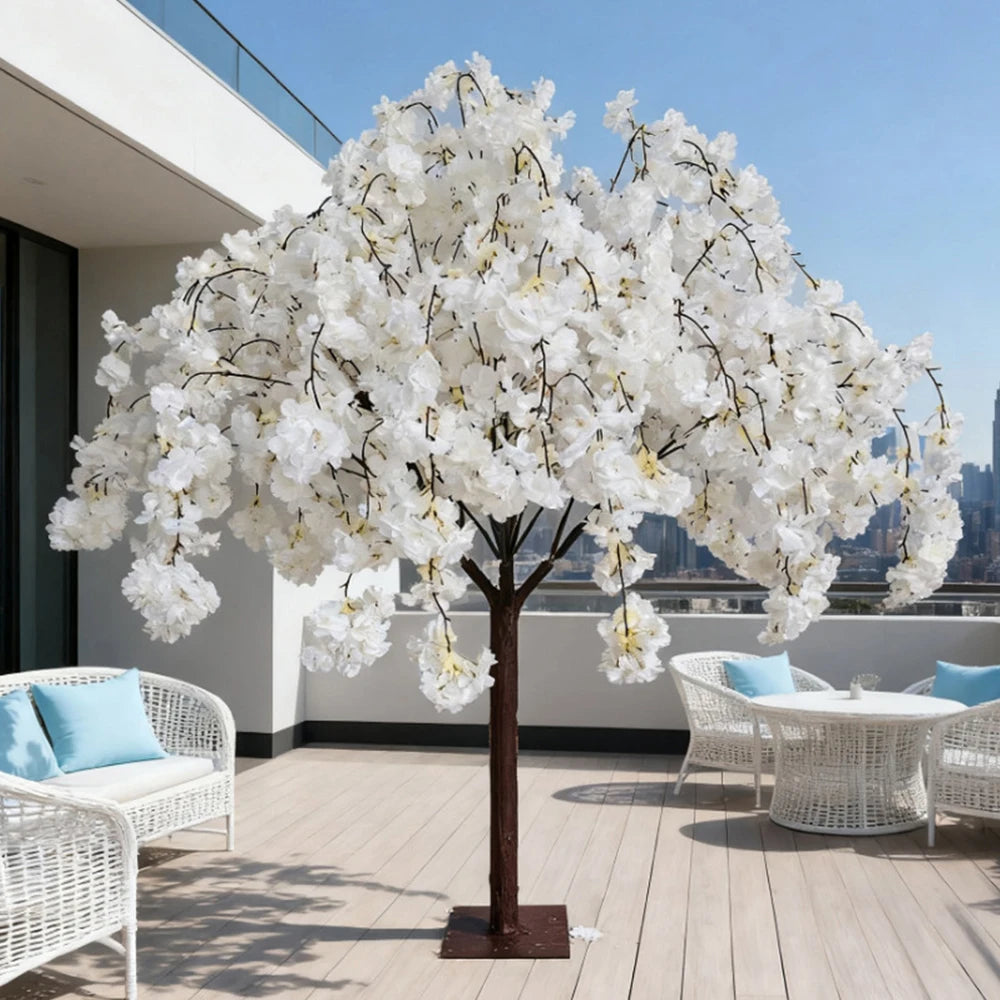 Artificial Cherry Blossom Tree Weeping Willow, Simulation Floral Plant for Indoor Outdoor Home Wedding Party Mall Opening Decor
