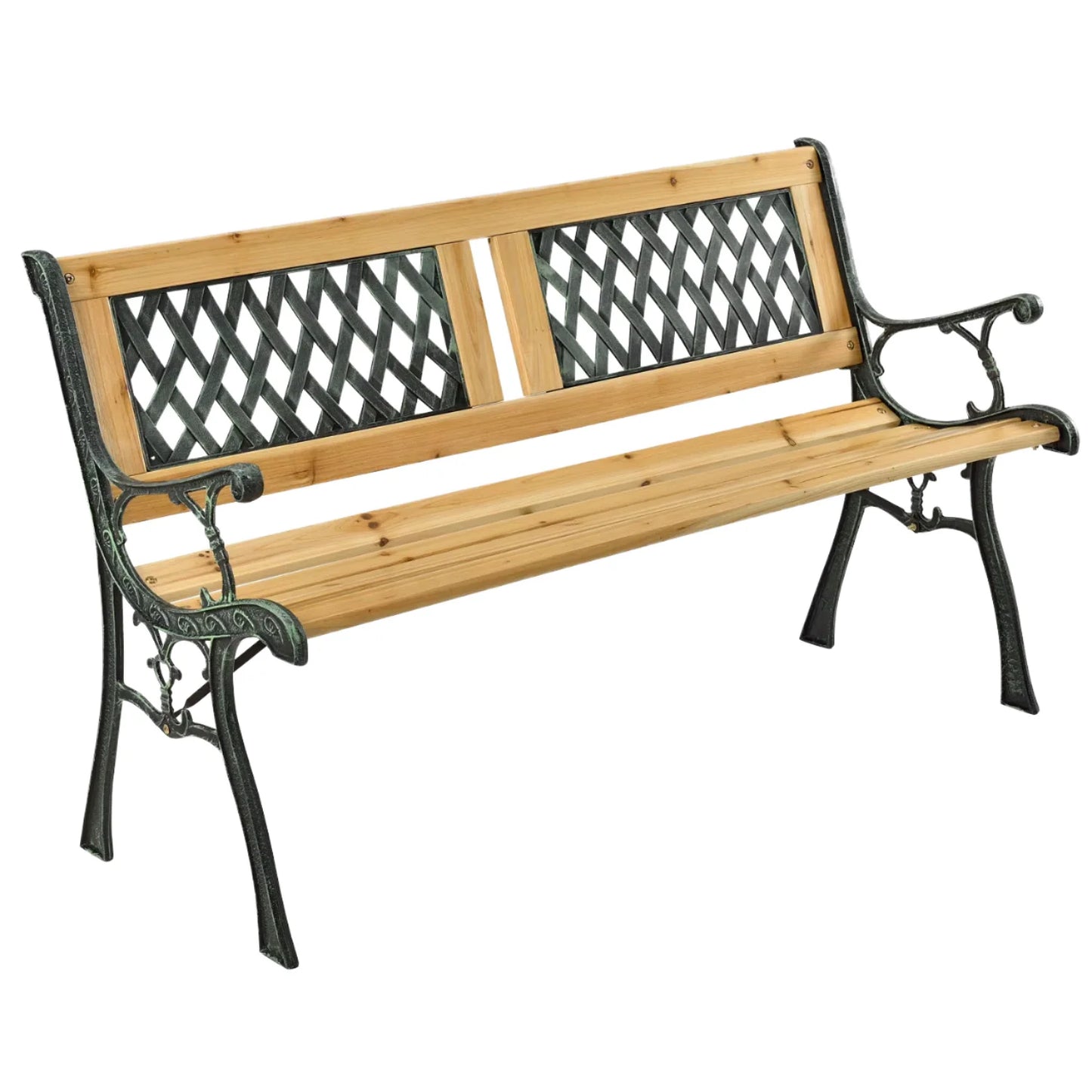 Modern Solid Wood Iron Outdoor Bench Traditional Design for Dining Courtyard Garden Park Restaurant Exterior Gym-Patio Benches