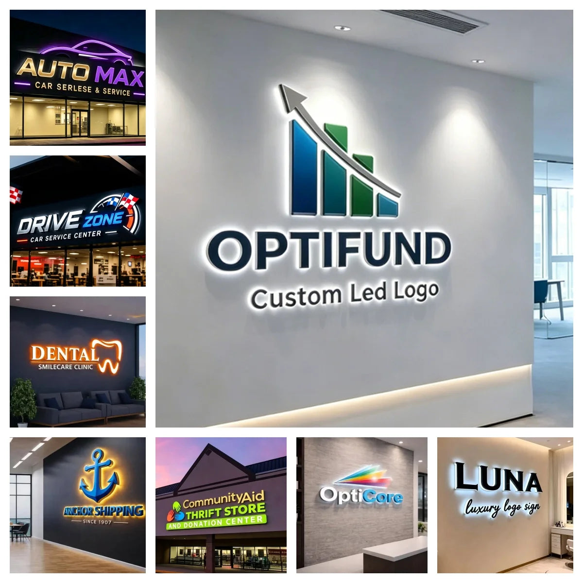 Custom Business Large 3D Led Letter Illuminated Sign Backlit Business Logo Signage Storefront Beauty Salon Sign Dropshipping