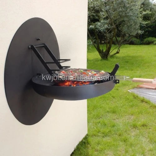 Garden Wall Mounted Grill Charcoal Grill Fire Pits Black Folding Grill