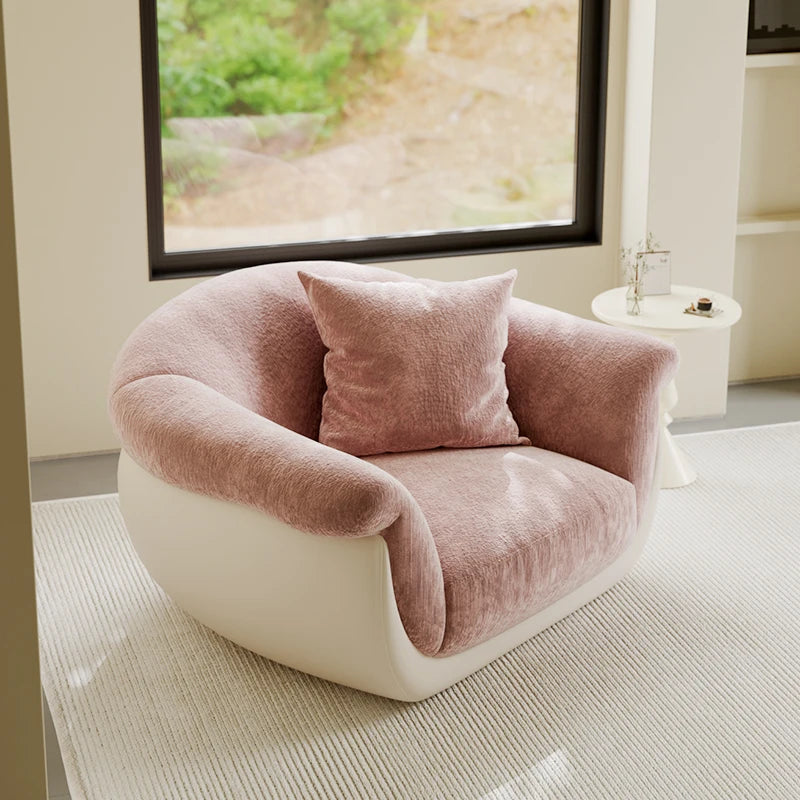 Single Lazy Sofa Living Room Minimalist Comfortable Modern Pink Sofa Small Fabric Divano Soggiorno Di Lusso House Accessories