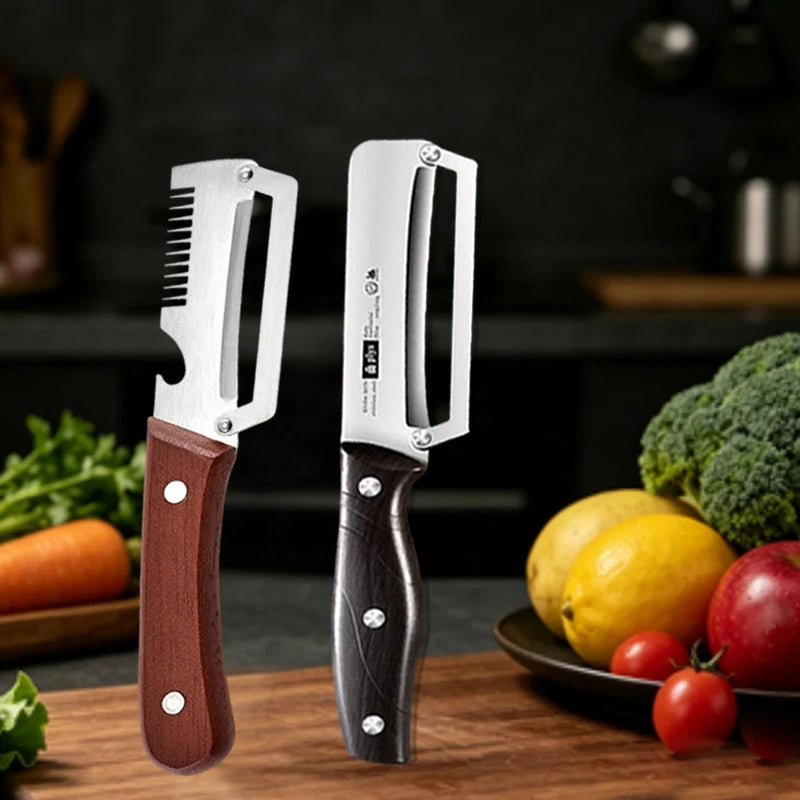 Stainless Steel KItchen Peeler 3-in-1 Multi-Functional Peeler Green Onion Slicer Bottle Opener Peeler for Fruits and Vegetables
