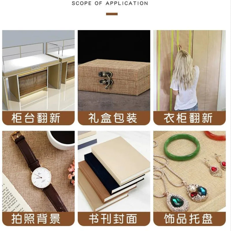 New Grasscloth Linen Wallpaper Peel and Stick Removable Embossed Wall Sticker Self Adhesive Room Wall Decoration