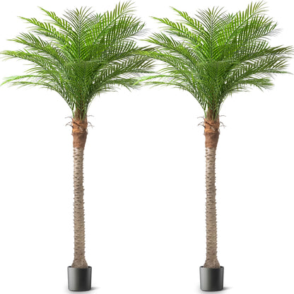 Faux Palm Tree Tall Artificial Silk Plant for Home Office Decor Indoor Outdoor UV Resistant Fake Lifelike Potted Tree 2 Pack