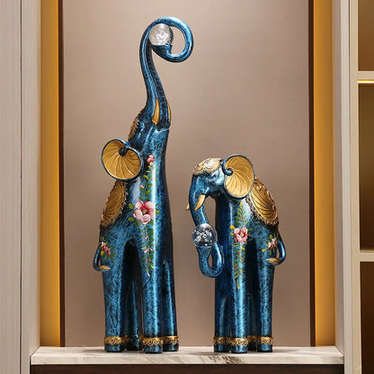 Home Decor A Pair Elephant Sculpture Ornaments,Living Room Entrance,TV Cabinet,Wine Cabinets Art Statue Decorations Gift Resin