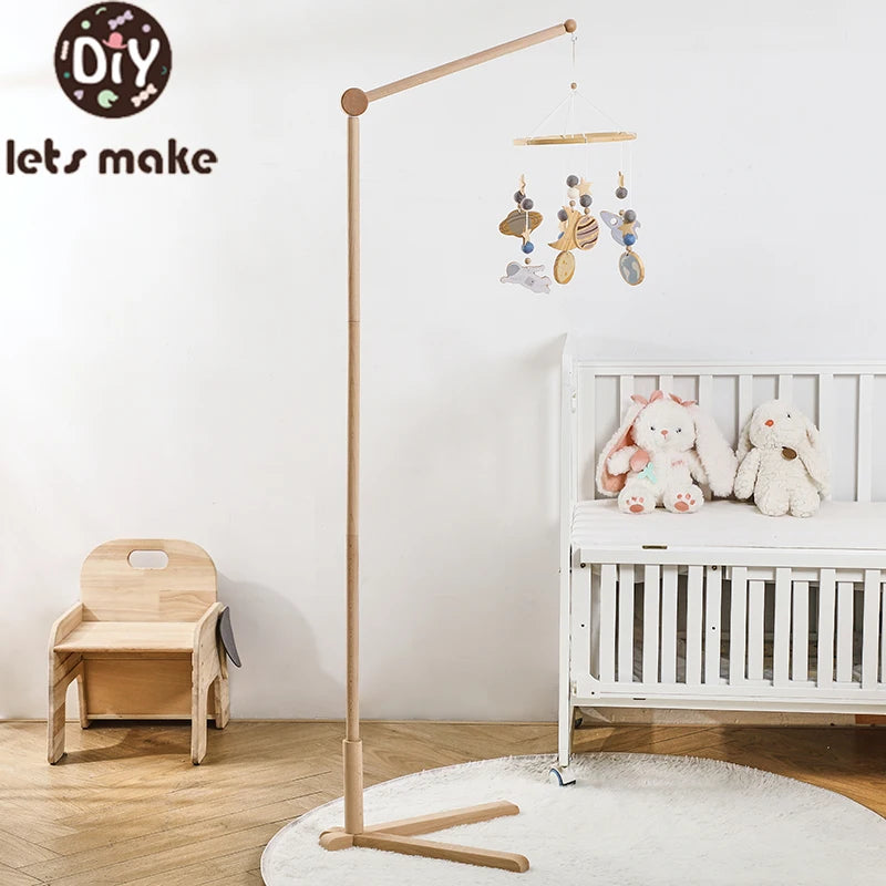 Baby Rattle Toy 0-12 Months Toys Wooden Mobile Bed Bell Floor Stand Bracket Newborn Bed Bell Hanging Holder Bracket Infant Crib