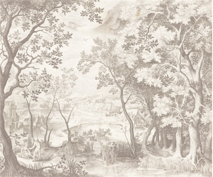 Customized French Wallpaper TV Background Wall Wallpaper Hand Drawn Black and White Forest Living Room Bedroom Papier Peint