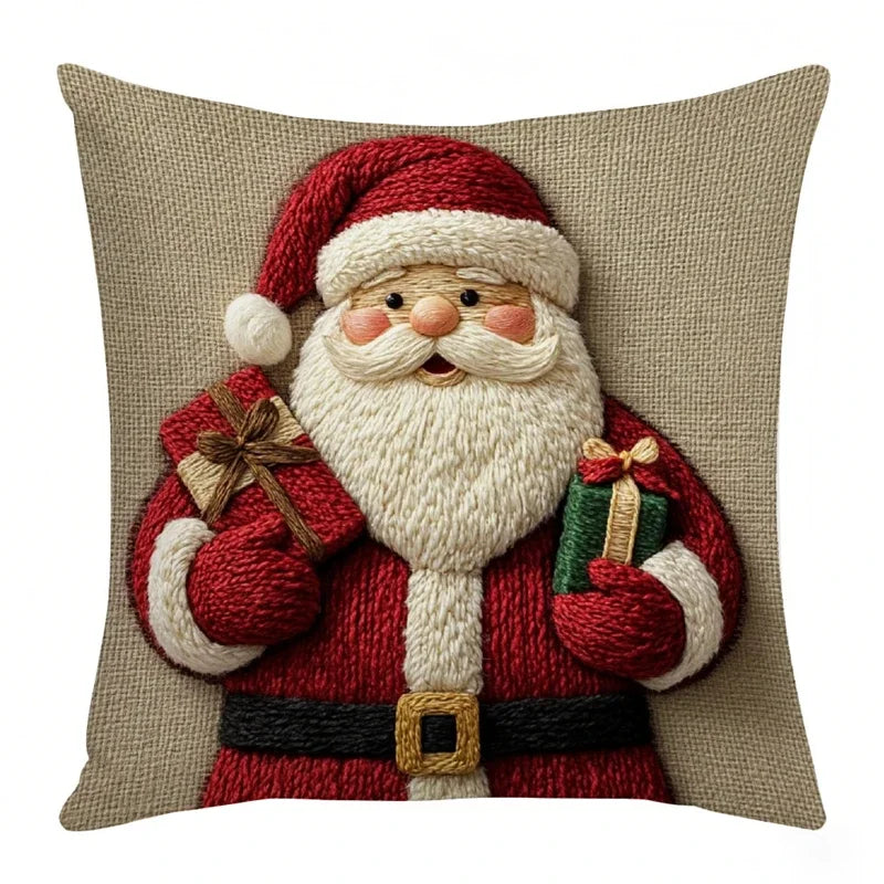 Christmas Pillowcase Grey Red Cartoon Santa Snowman Elk Sofa Cushion Cover Home Bed Car Decor Merry Christmas 45cm X 45cm