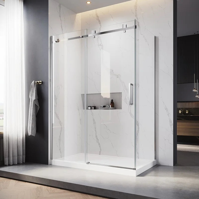 Most Popular Bathroom Shower Room Tempered Glass Partition Single Sliding Frameless Shower Doors