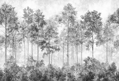 Customized French Wallpaper TV Background Wall Wallpaper Hand Drawn Black and White Forest Living Room Bedroom Papier Peint