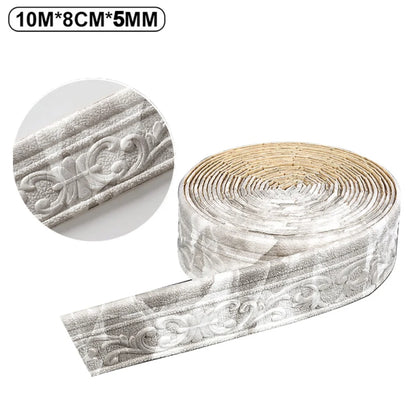 Self-Adhesive Trim Flexible Wallpaper Border Wall Trim Line Skirting Border Decor 3D Pattern Living Room TV Background Stickers