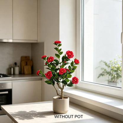 90-180CM Artificial Red Camellia Plant Ornament indoor outdoor for home wedding room balcony garden decoration for Christmas