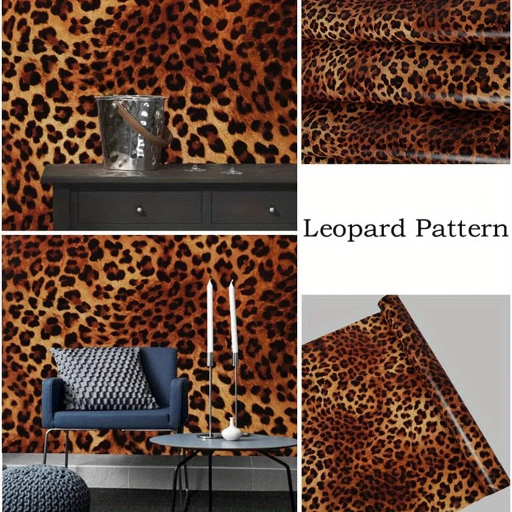Personalized leopard pattern wallpaper waterproof removable self-adhesive contact paper for living room bedroom home decoration