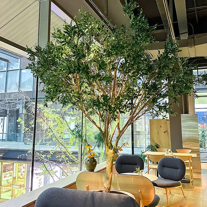 Large Floor-Standing Fiberglass Artificial Olive Tree Bionic Green Plant for Window Landscaping Indoor Outdoor Decor