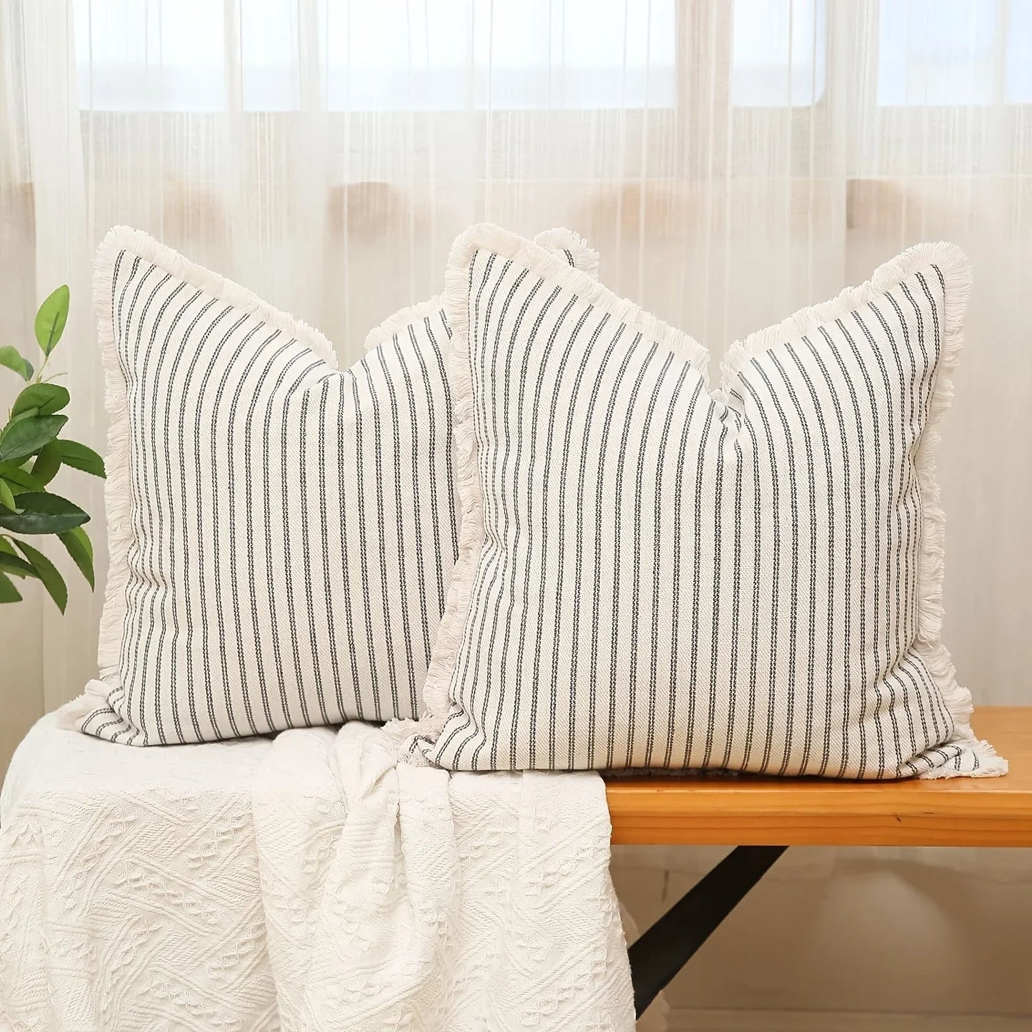 1pc Throw Pillow Covers - Comfortable Striped Throw Pillowcase  For Home Bedroom Living Room, Car & Sofa Decor - Perfect Gift