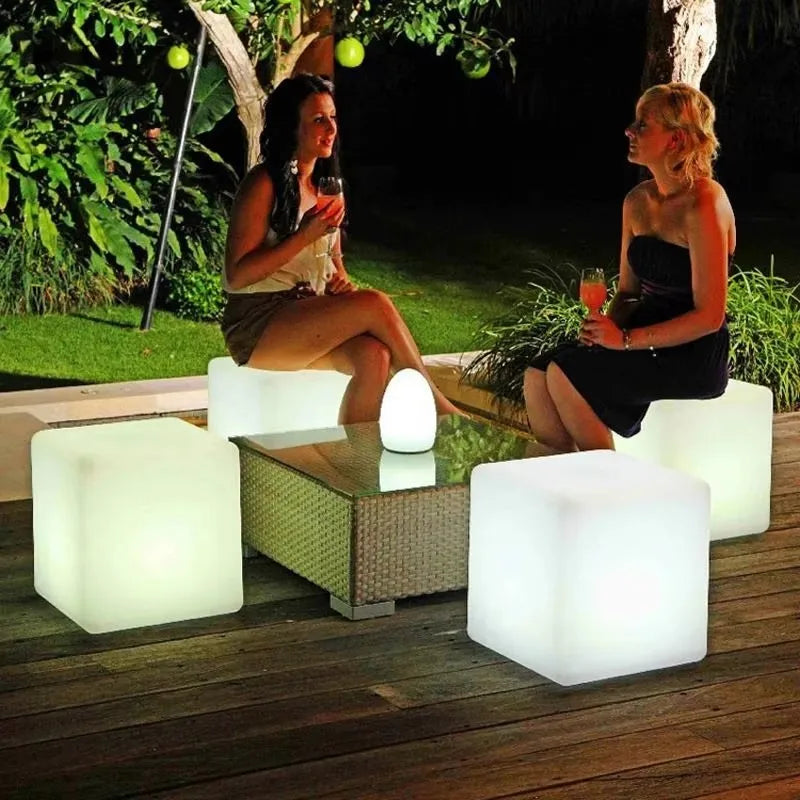 Outdoor Remoter Controlled LED Light-emitting Cube Seat 16 Colors KTV Bar Stools Rechargeable Desktop Night Lamp Waterproof