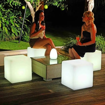 Outdoor Remoter Controlled LED Light-emitting Cube Seat 16 Colors KTV Bar Stools Rechargeable Desktop Night Lamp Waterproof