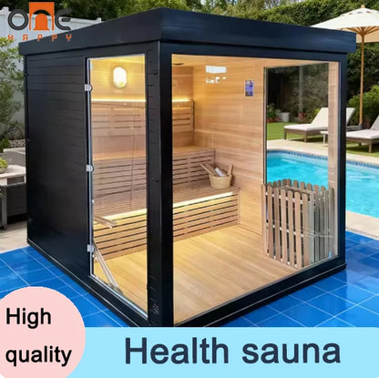 Outdoor Sauna Rest Area Solid Wooden House Prefabricated Natural Cedar Square Sauna Room For Home Garden Relax Space