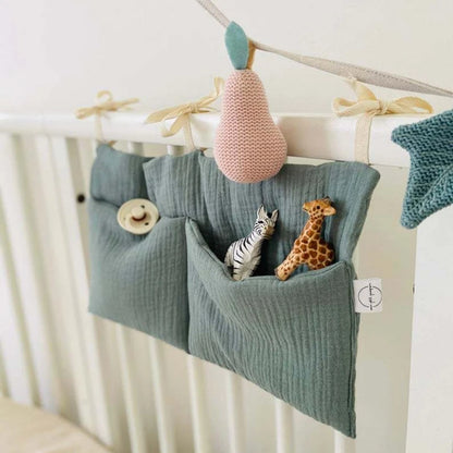 Baby Crib Organizer Cot Caddy Bed Storage Bag 2 Pockets Bedside Hanging Diaper Nursery Toys Bag Diapers Stroller Organize