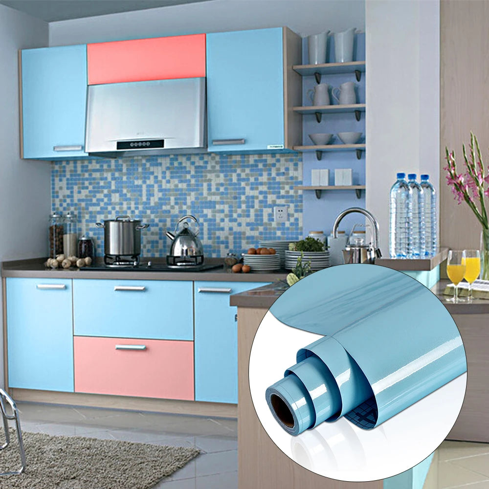Wall Furniture Renovation Stickers Waterproof Moisture-proof Self-adhesive Paper Vinyl Wallpaper For Kitchen Cooktop Cabinets