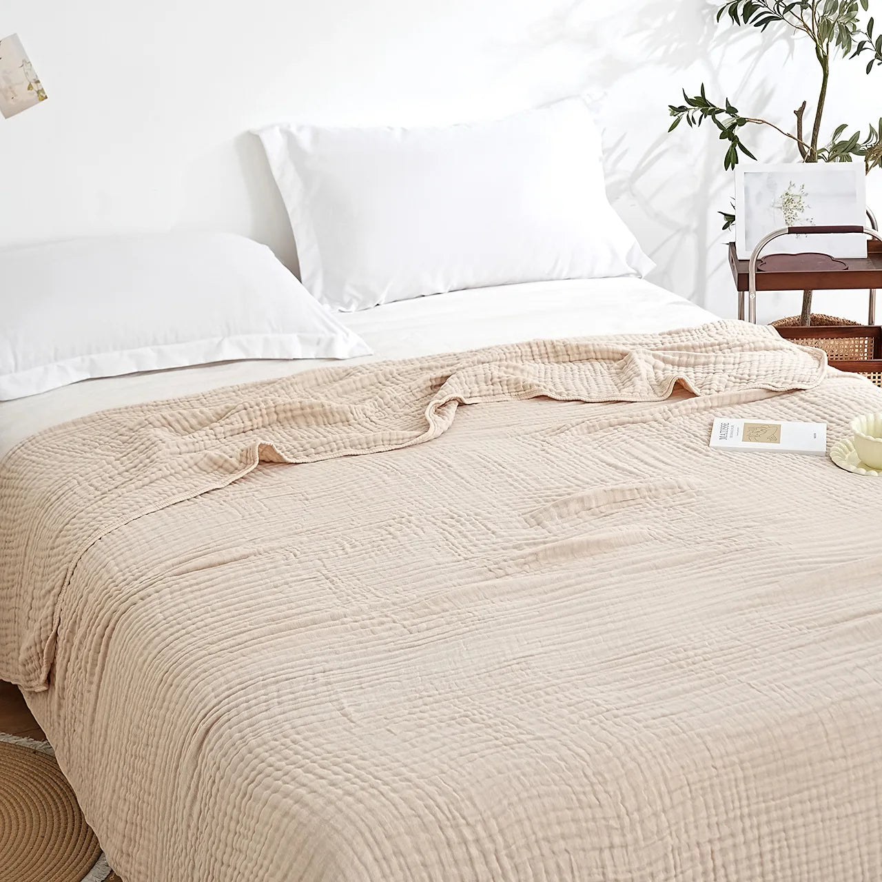 Plain Cotton Blanket Pure Cotton Plain Weave Fabric Waffle Quilt Adult Towel Six-layer Gauze Cover Blanket for All Seasons Sheet