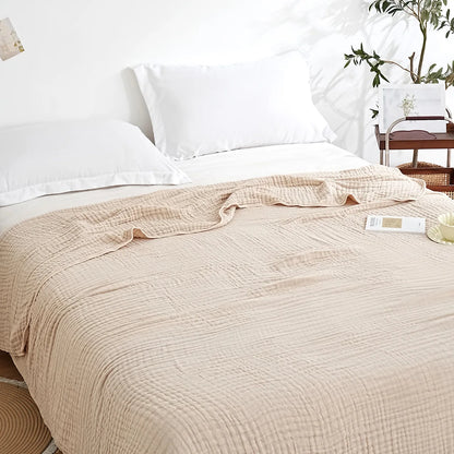 Plain Cotton Blanket Pure Cotton Plain Weave Fabric Waffle Quilt Adult Towel Six-layer Gauze Cover Blanket for All Seasons Sheet
