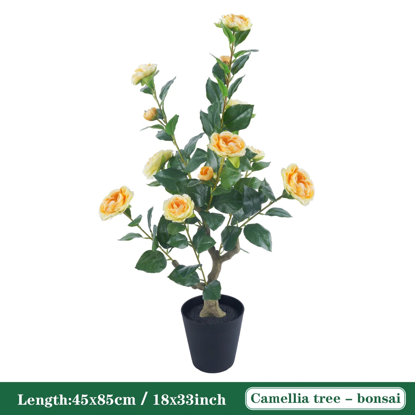 85cm Camellia Topiary Tree with Pot/Spike Realistic Fake Flower Plant Indoor Outdoor Faux Bonsai for Home Garden Office Decor