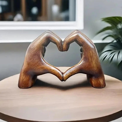 Heart Hands Statue Love Gesture Decoration Modern Art Sculpture Charming Wood Effect Statue table Room Wedding Decoration