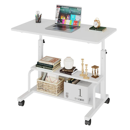 JHK 31.5IN Adjustable Height Mobile Standing Computer Desk with Locking Wheels Metal Frame Portable Workstation for Walking Pad