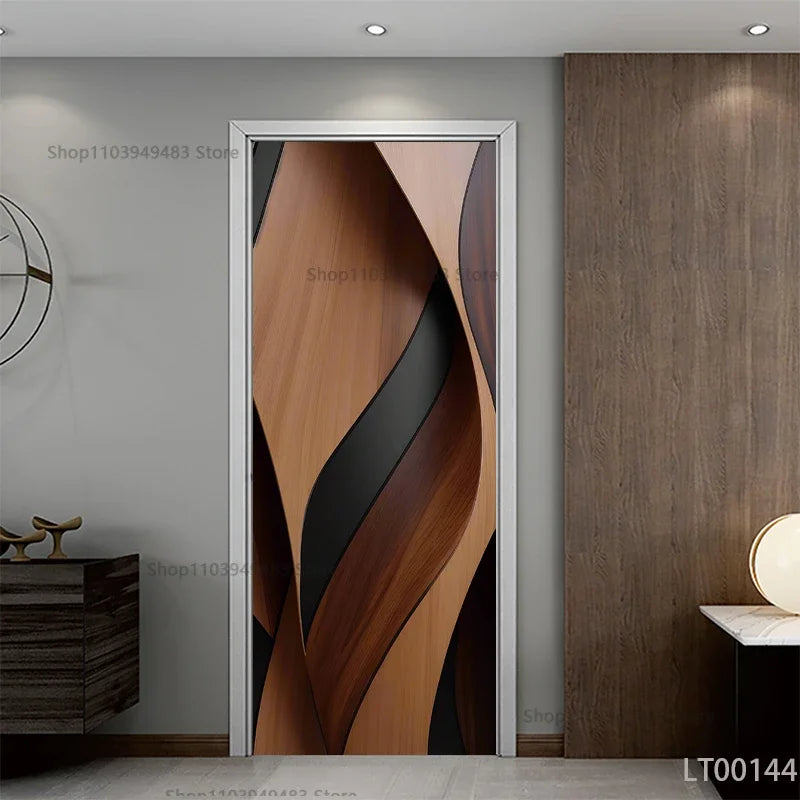 Wood Texture Series Waterproof Self-Adhesive Wallpaper Art Mural Stickers for Decor Door Cabinet Closet Ornamental Stickers