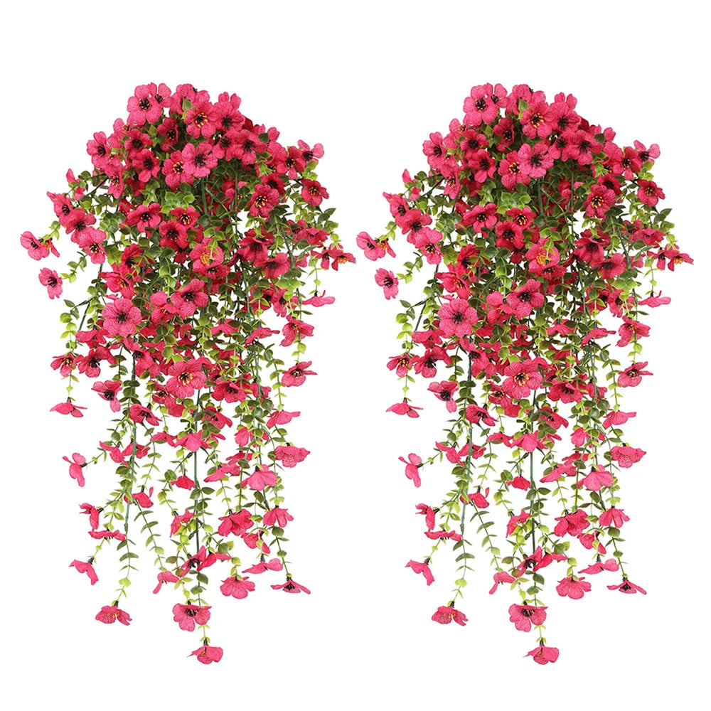 2PCS Artificial Hanging Flowers Silk Daisy Eucalyptus Garland for Outdoor Indoor Home Room Yard Decor Spring Summer Fake Plants