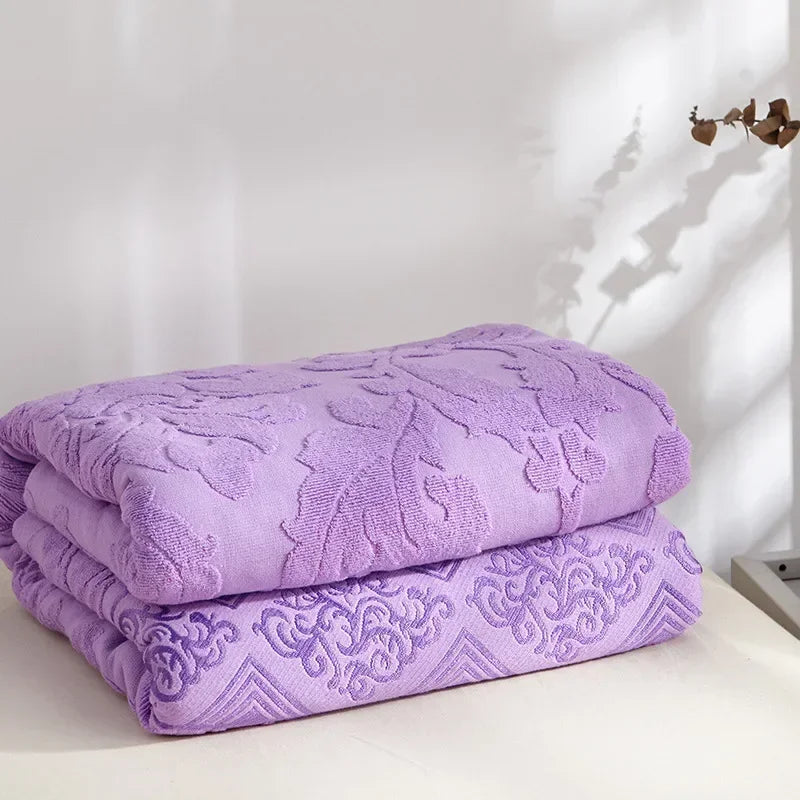 Jacquard Cotton Towel Thread Blanket for Adults Kids Soft Breathable Bedspread Bedclothes Summer Throw Blankets on Sofa/Bed