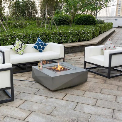 Customized Modern Portable Fireplace Concrete Rectangle Gas Fire Pit for Outdoor Heating