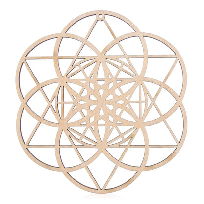 Wooden Wall Sign Flower of Life Shape Laser Cut Wood Wall Art Home Decor Handmade Coasters Craft Making Sacred Geometry Ornament