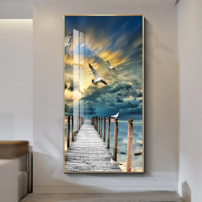 2024 New Living Room Decoration Painting, Dining Room Bedhead Hanging Mural Painting With Lights And Luxurious Lighting