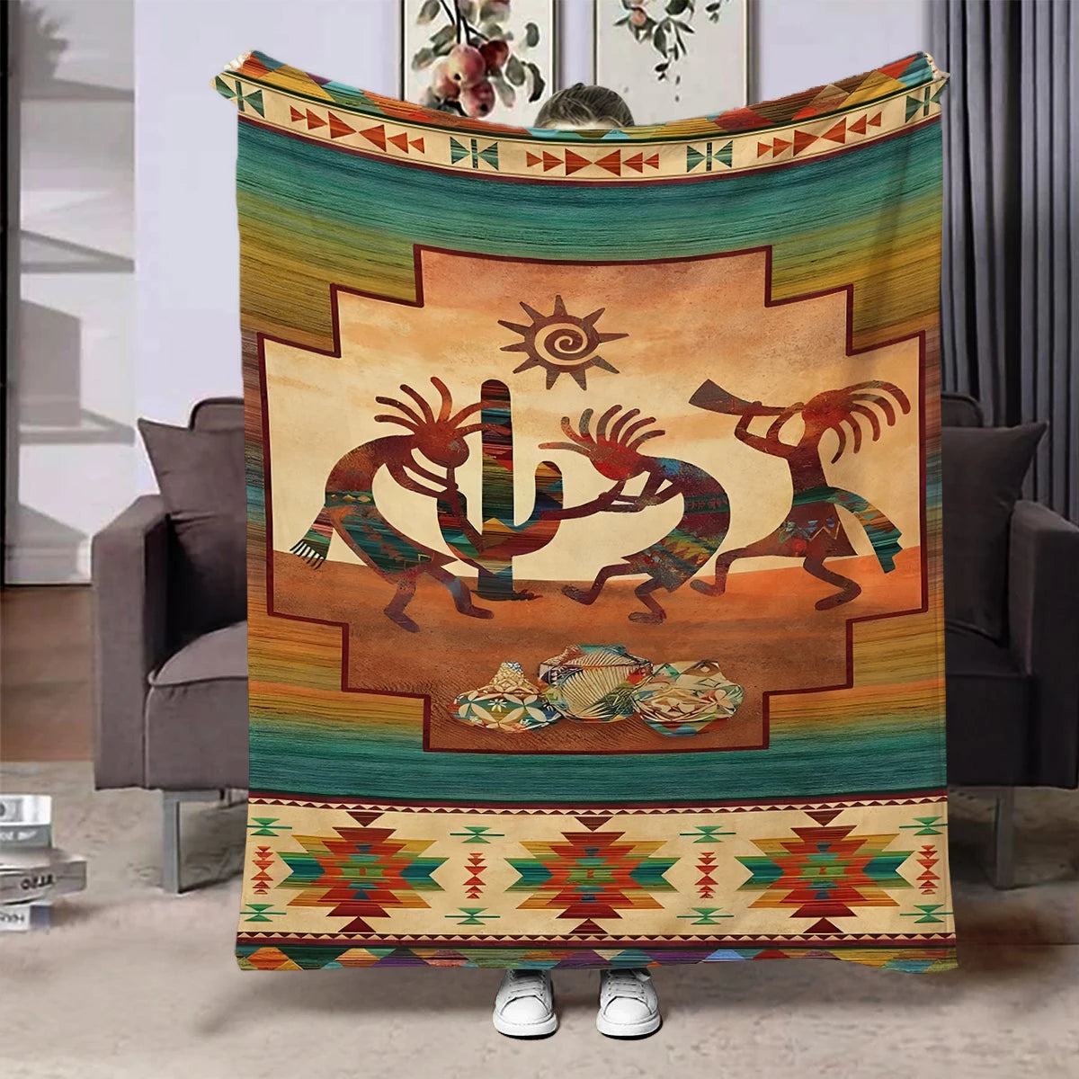 Flannel Throw Blanket Ethnic Patterns Print Blanket Super Soft Cozy Sofa Nap Blanket Home Blanket Perfect Home Gift for Her