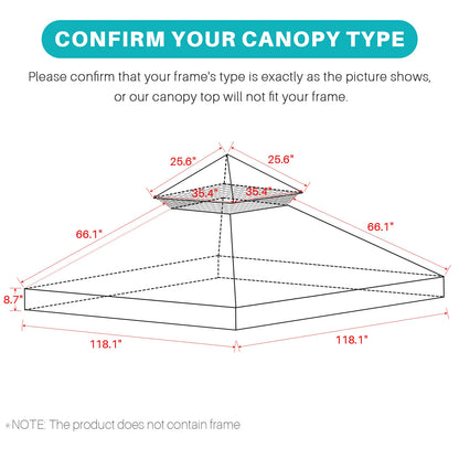 Replacement Roof for Gazebo, Gazebo Roof Replacement Cover ,3x3m  Outdoor Grill Shelter Canopy Top for Yard Patio Garden Canopy
