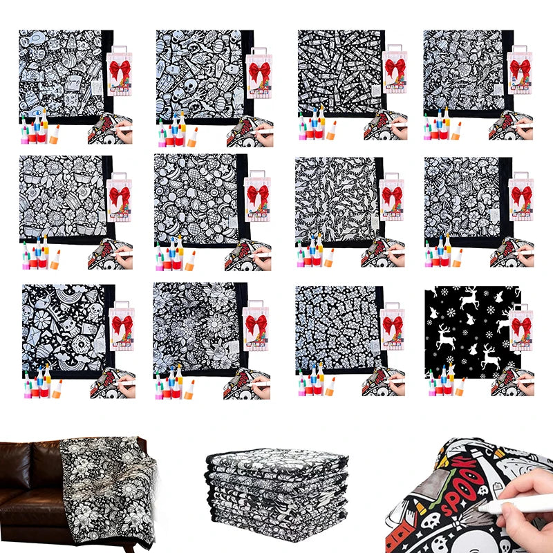 DIY Coloring Washable Fleece Throw Blanket, a Soft and Cozy Art Project Suitable for Both Kids and Adults